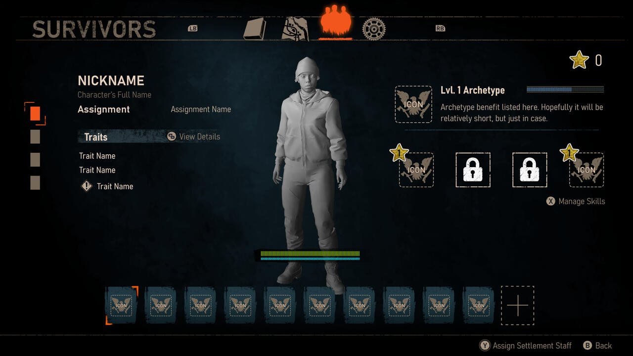 A wire from the character roster.